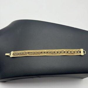 Vintage pretty gold tone MCM bracelet Stamped Goldette NY mesh chain link 7”